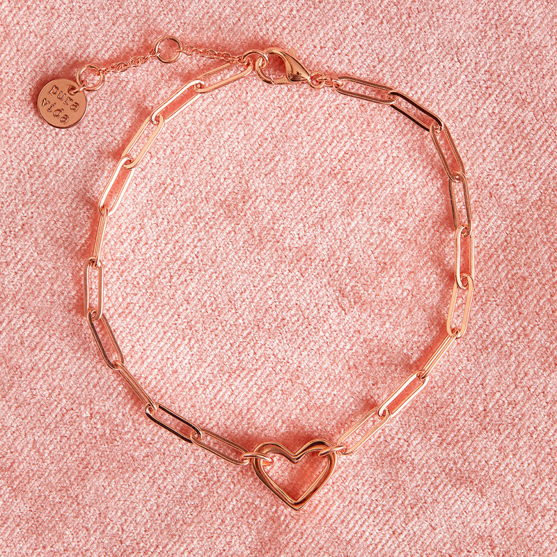 OPEN HEART PAPERCLIP CHAIN BRACELET
