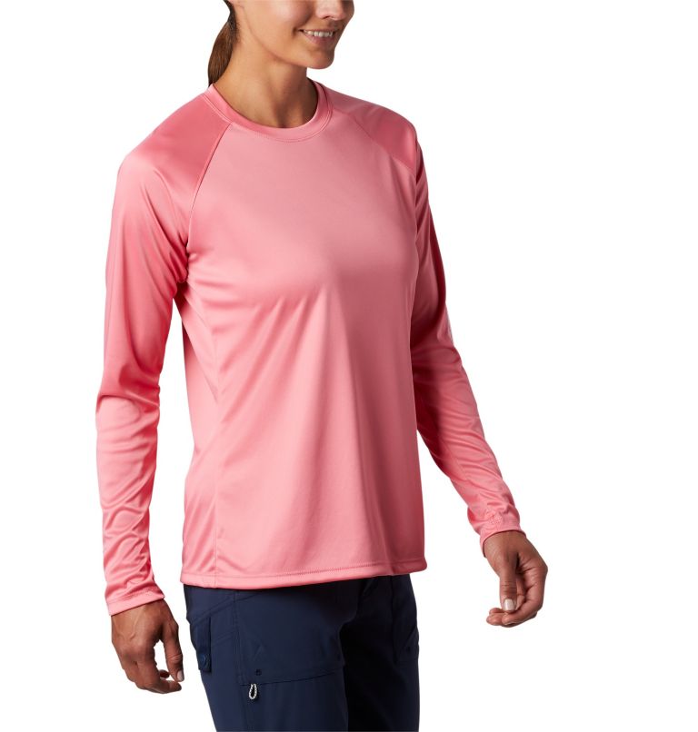 Women’s PFG Tidal Tee™ II Long Sleeve Shirt (Lollipop Pink w. Black logo)