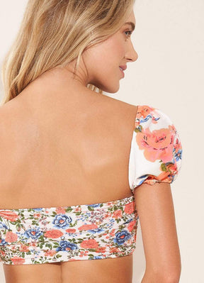 Free Spirit Ebony Puff Sleeve Bikini Top