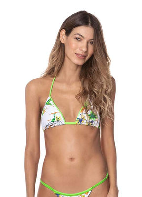 Maaji Limeade Green Edge Sliding Triangle Bikini Top Reversible (Green)