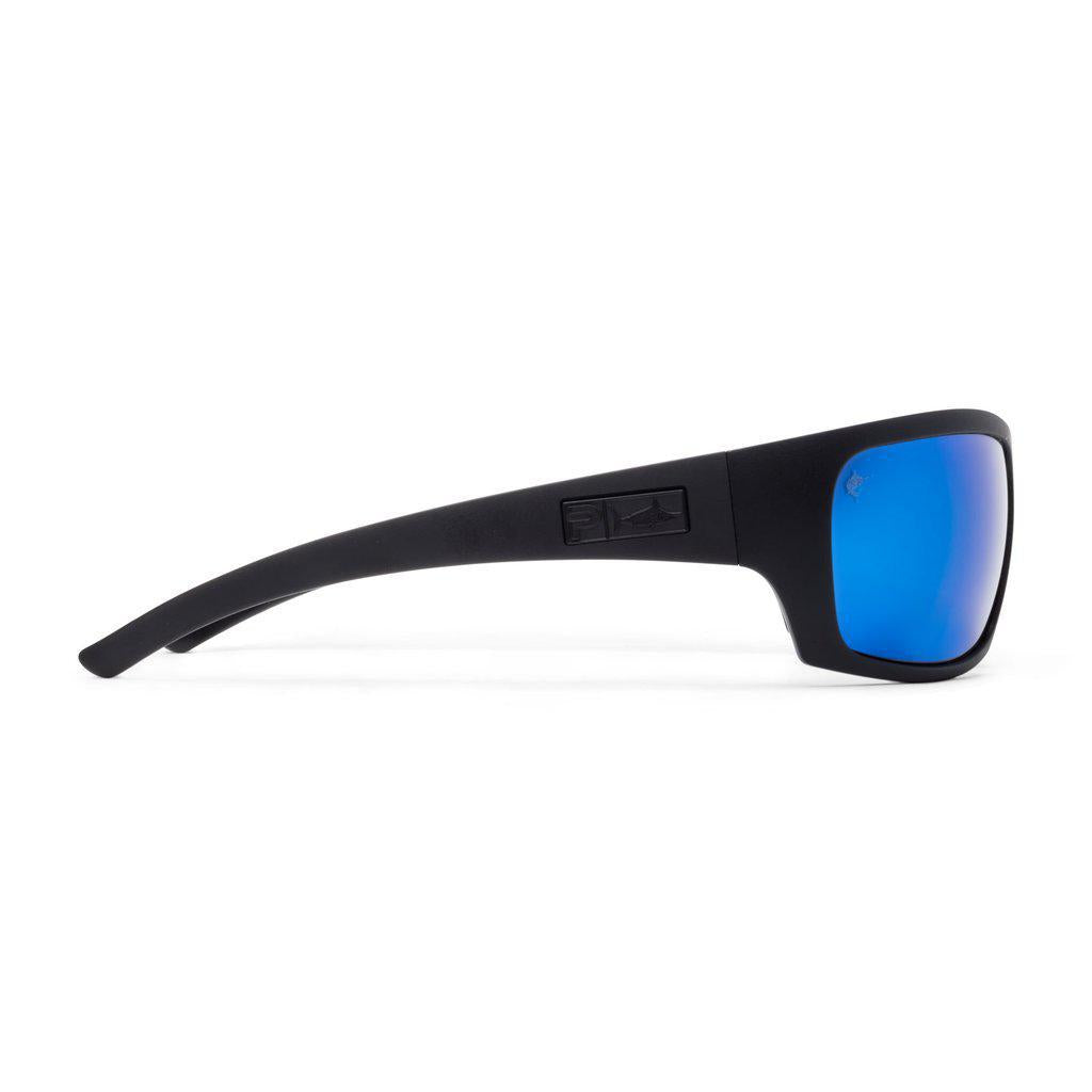 THE MACK MATTE BLACK/BLUE MIRROR (GLASS LENS)