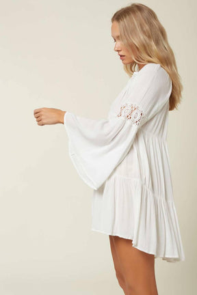 SALTWATER SOLIDS BELL SLEEVE COVER-UP