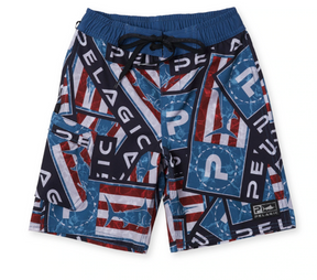 BLUE WATER AMERICAMO STICKER FISHING SHORTS - KID'S