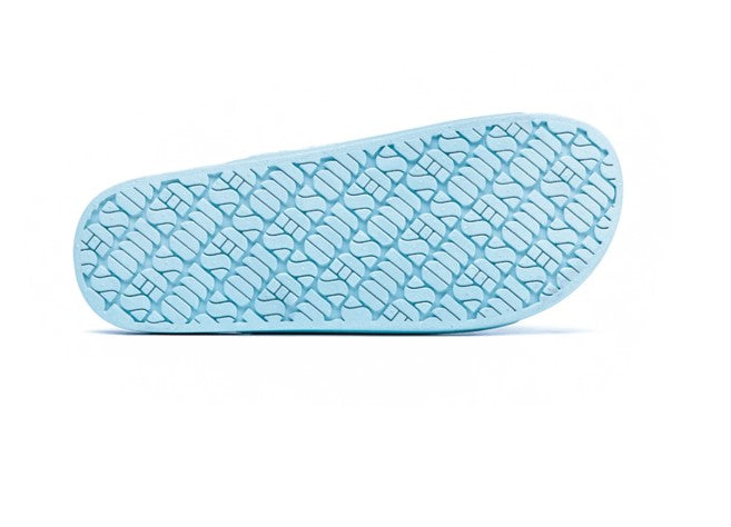 ASTRAL Baby blue slides with metallic finish