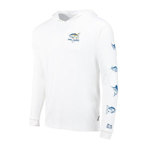 AQUATEK HOODIE FLYING YELLOWFIN TUNA FISHING SHIRT (White)