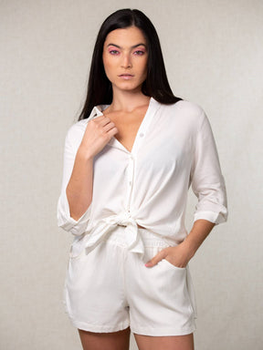 ULTRA SHIRT DRESS SAND WHITE