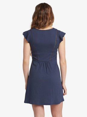 Catch The Vibe Ruffle Sleeve Dress (Navy)