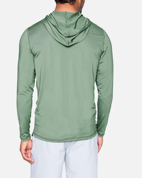 Barred Hybrid UPF Long Sleeve Hooded Shirt (Spiral Sage)